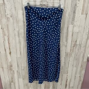 Forever 21 Blue Polka Dot High Rise Midi Skirt